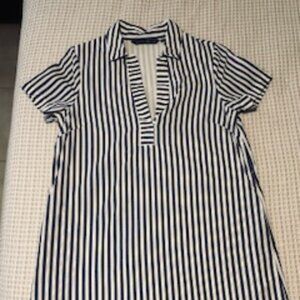 Duffield Lane Royal Blue Strip V neck dress, Size Small
